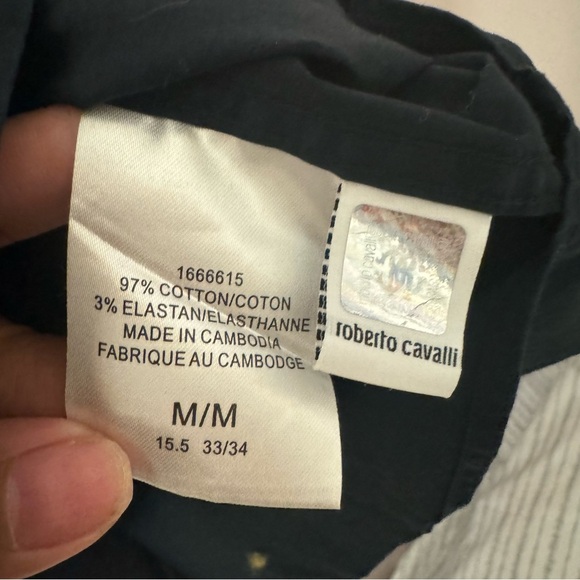 Roberto Cavalli Classic Buttondown Shirt Black Mens Size M - Picture 7 of 7